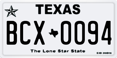 TX license plate BCX0094