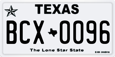 TX license plate BCX0096