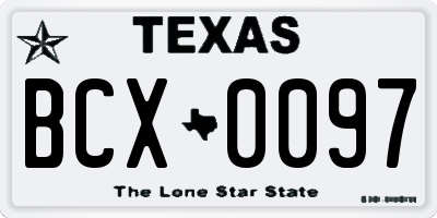 TX license plate BCX0097