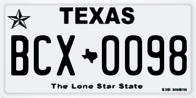 TX license plate BCX0098