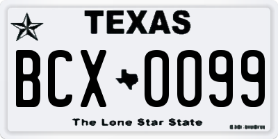 TX license plate BCX0099