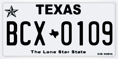TX license plate BCX0109