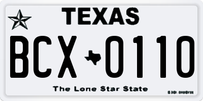 TX license plate BCX0110