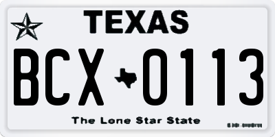 TX license plate BCX0113