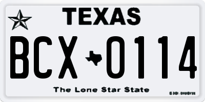 TX license plate BCX0114