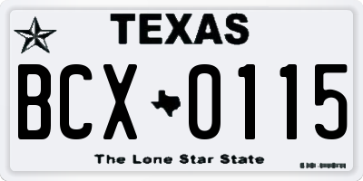 TX license plate BCX0115