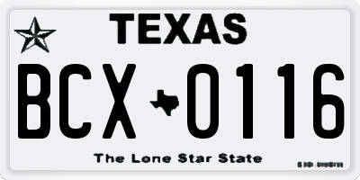TX license plate BCX0116