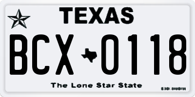 TX license plate BCX0118