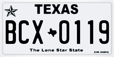 TX license plate BCX0119