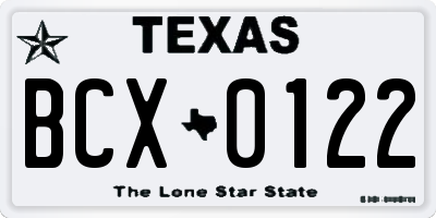 TX license plate BCX0122