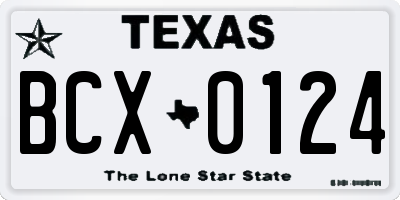 TX license plate BCX0124