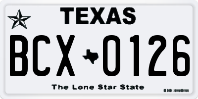 TX license plate BCX0126