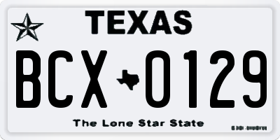 TX license plate BCX0129