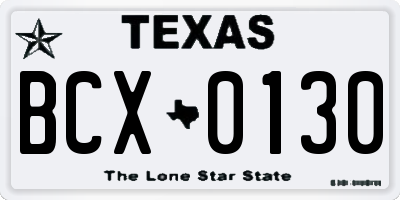TX license plate BCX0130