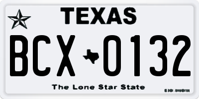TX license plate BCX0132