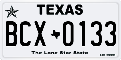 TX license plate BCX0133