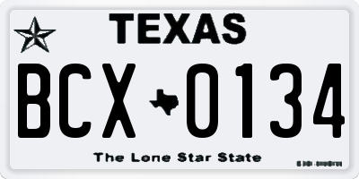 TX license plate BCX0134