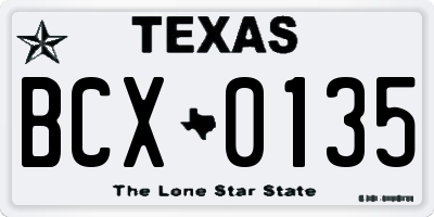 TX license plate BCX0135