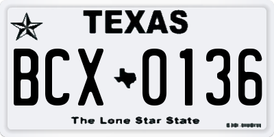 TX license plate BCX0136