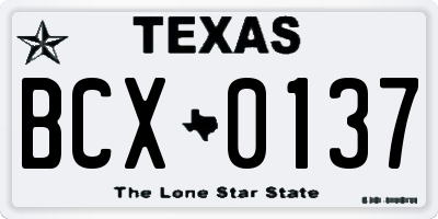 TX license plate BCX0137