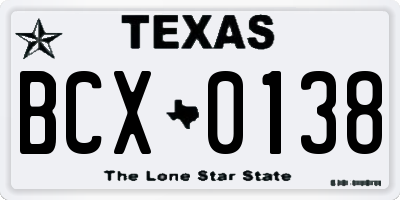 TX license plate BCX0138