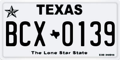 TX license plate BCX0139