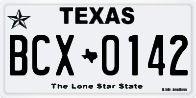 TX license plate BCX0142