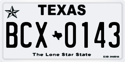 TX license plate BCX0143