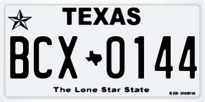 TX license plate BCX0144