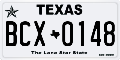 TX license plate BCX0148