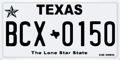 TX license plate BCX0150