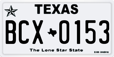 TX license plate BCX0153