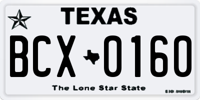 TX license plate BCX0160
