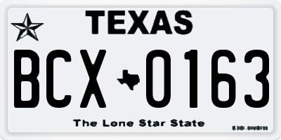 TX license plate BCX0163