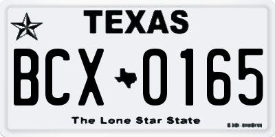 TX license plate BCX0165