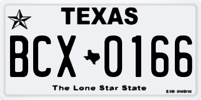 TX license plate BCX0166