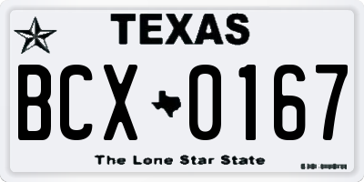 TX license plate BCX0167