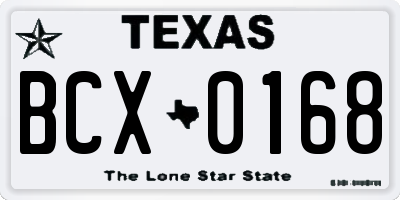 TX license plate BCX0168