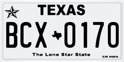 TX license plate BCX0170