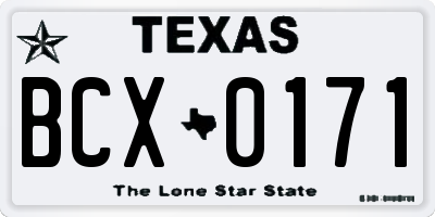 TX license plate BCX0171