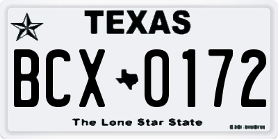 TX license plate BCX0172