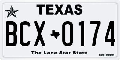 TX license plate BCX0174