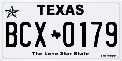 TX license plate BCX0179