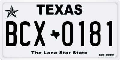 TX license plate BCX0181