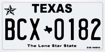 TX license plate BCX0182