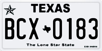 TX license plate BCX0183