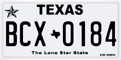 TX license plate BCX0184