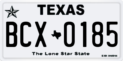 TX license plate BCX0185