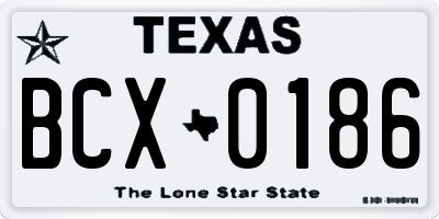 TX license plate BCX0186