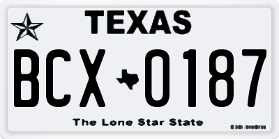 TX license plate BCX0187